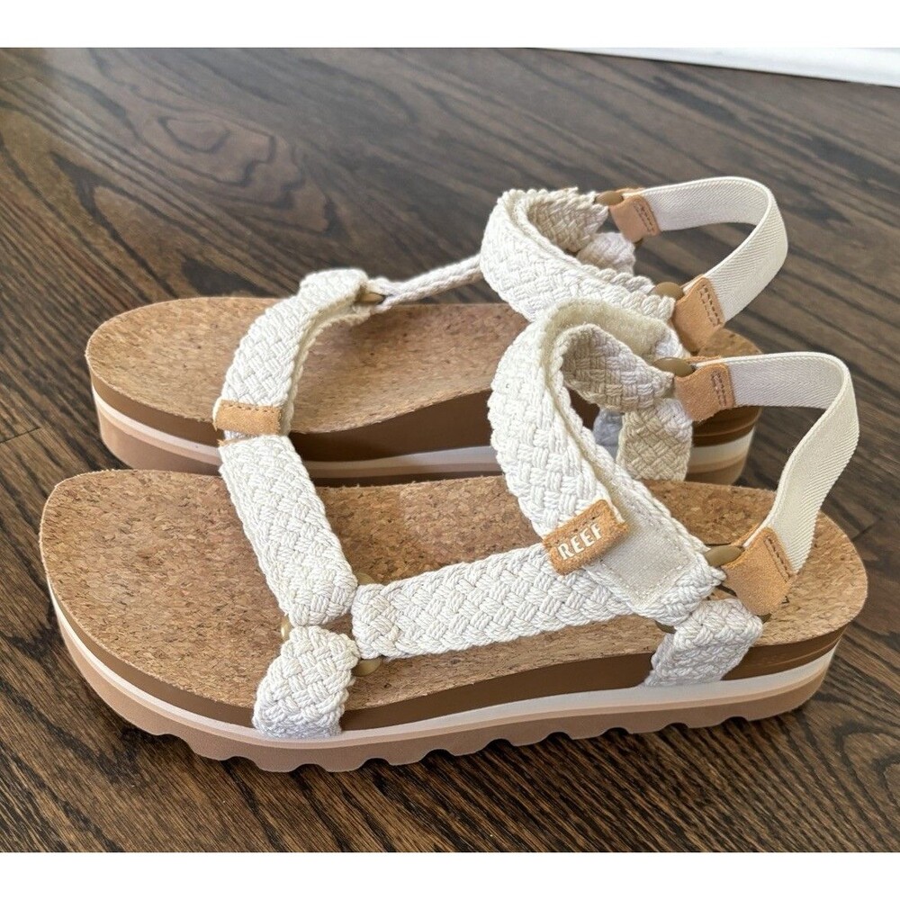 Reef Cushion Rem Hi Sandals Women 9 Slingback Whisper White Beach Travel